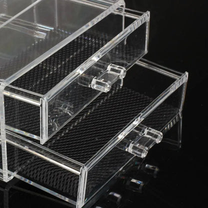 Transparent acrylic foldable storage container measuring 240x150x190mm with 18-litre capacity for makeup organisation