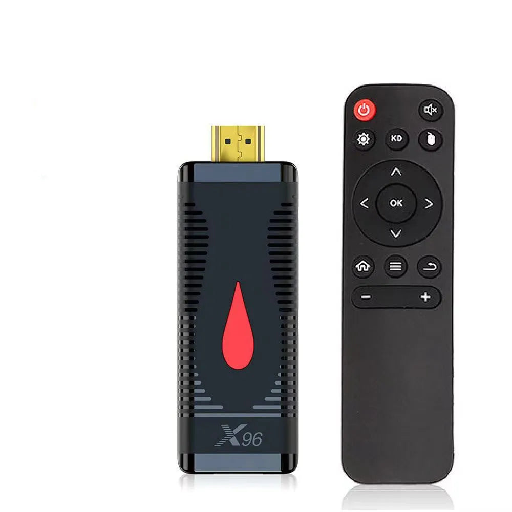 Smart network TV set-top box mini dongle with remote, cable, and power supply for EU UK US