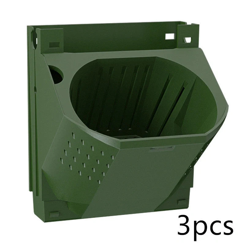 Stackable vertical planter in army green for succulents and bonsai with removable pots