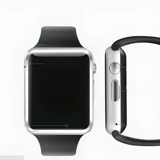 A1 Smart Watch with 1.54-inch screen on wrist showing black colour option with GSM SIM phone functionality