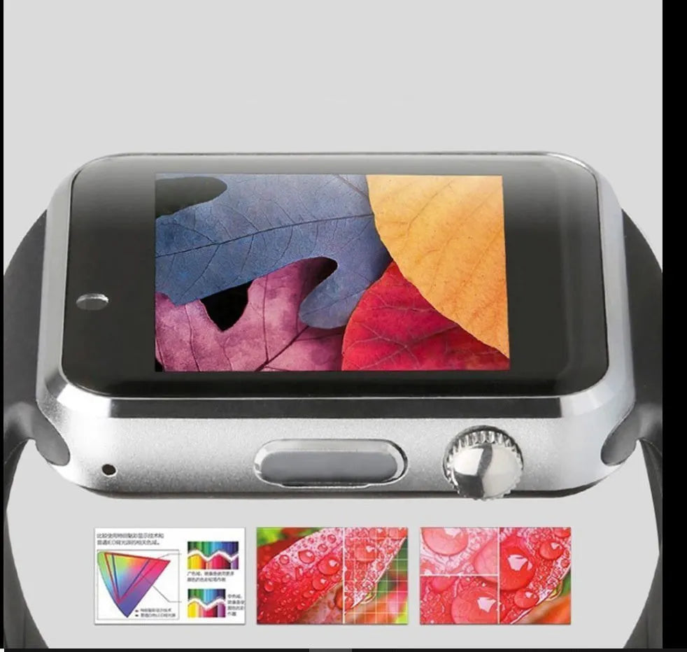A1 Smart Watch with 1.54-inch screen on wrist showing black colour option with GSM SIM phone functionality
