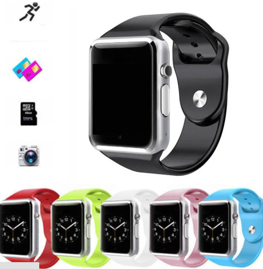 A1 Smart Watch with 1.54-inch screen on wrist showing black colour option with GSM SIM phone functionality