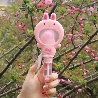 Hand-cranked bunny bubble fan for children's summer play