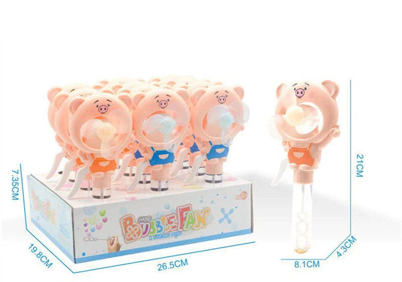 Hand-cranked bunny bubble fan for children's summer play