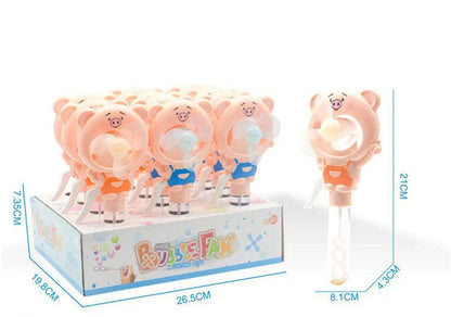 Hand-cranked bunny bubble fan for children's summer play
