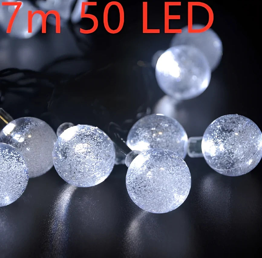 6.5-metre solar LED string lights with 30 bulbs for outdoor garden decoration