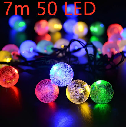6.5-metre solar LED string lights with 30 bulbs for outdoor garden decoration