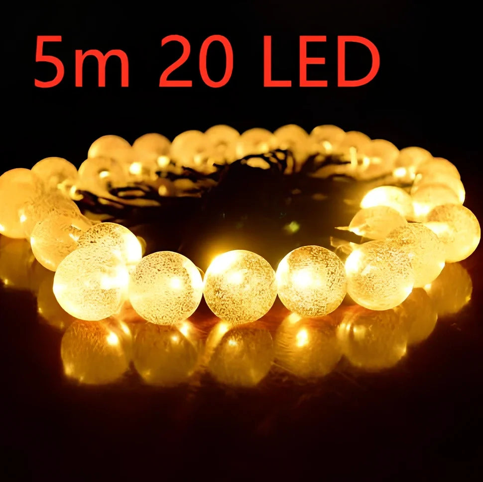 6.5-metre solar LED string lights with 30 bulbs for outdoor garden decoration
