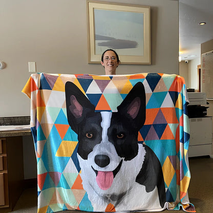 Flannel pet blanket with cartoon pattern in multiple size options from 76cm to 203cm width