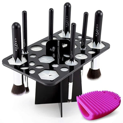 14-hole makeup brush holder in various colors for organized brush storage and drying