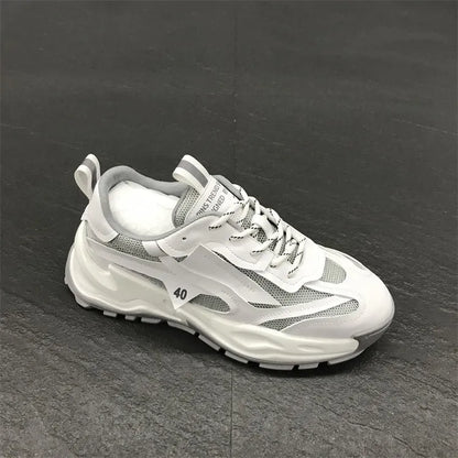 Low-cut breathable lace-up sports shoes with thick sole, low heel 1-3cm, shown in one of six colours.
