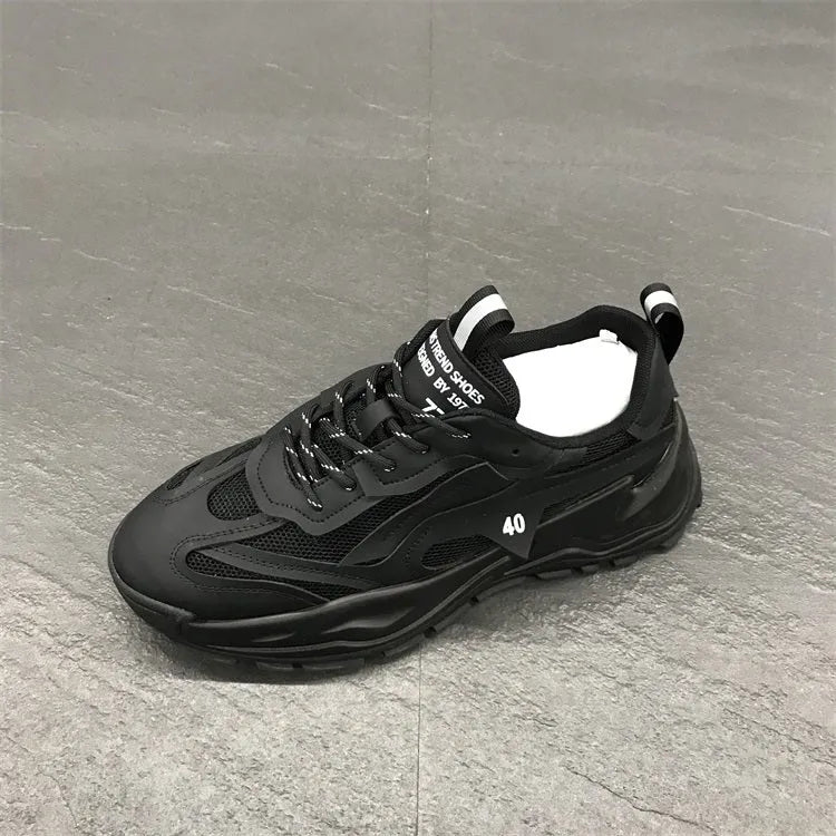 Europe Station Ins Fashionable Leisure Sports Shoes with Thick Sole, Breathable Lace-Up Low Heel 1-3cm, Plain Pattern Youth Trend Korean Style, Available in White Black Green Gray Orange Black-Green, Sizes 38-43 for Spring and Autumn Outdoor Use