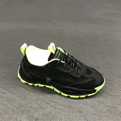 Low-cut breathable lace-up sports shoes with thick sole, low heel 1-3cm, shown in one of six colours.