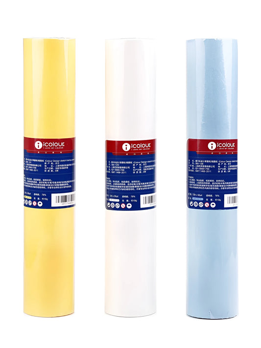 Aikale sketch scroll roll paper in white or yellow, showing three size options for drawing and tracing