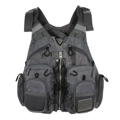 Premium fishing vest with multiple pockets, adjustable straps, and mesh lining for breathability and safety on the water
