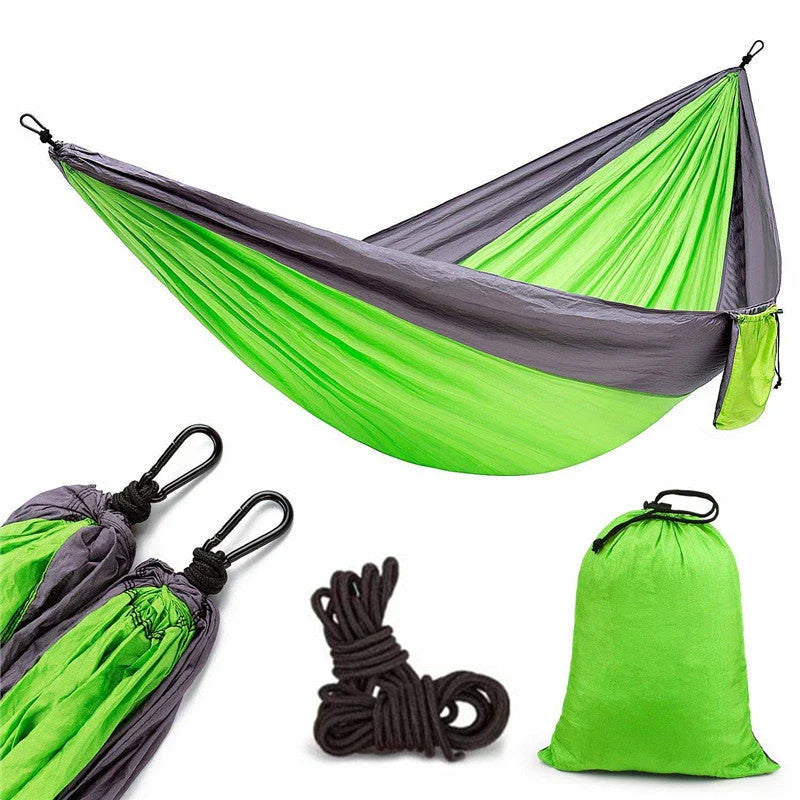 Durable and lightweight parachute hammock in various outdoor-friendly color options