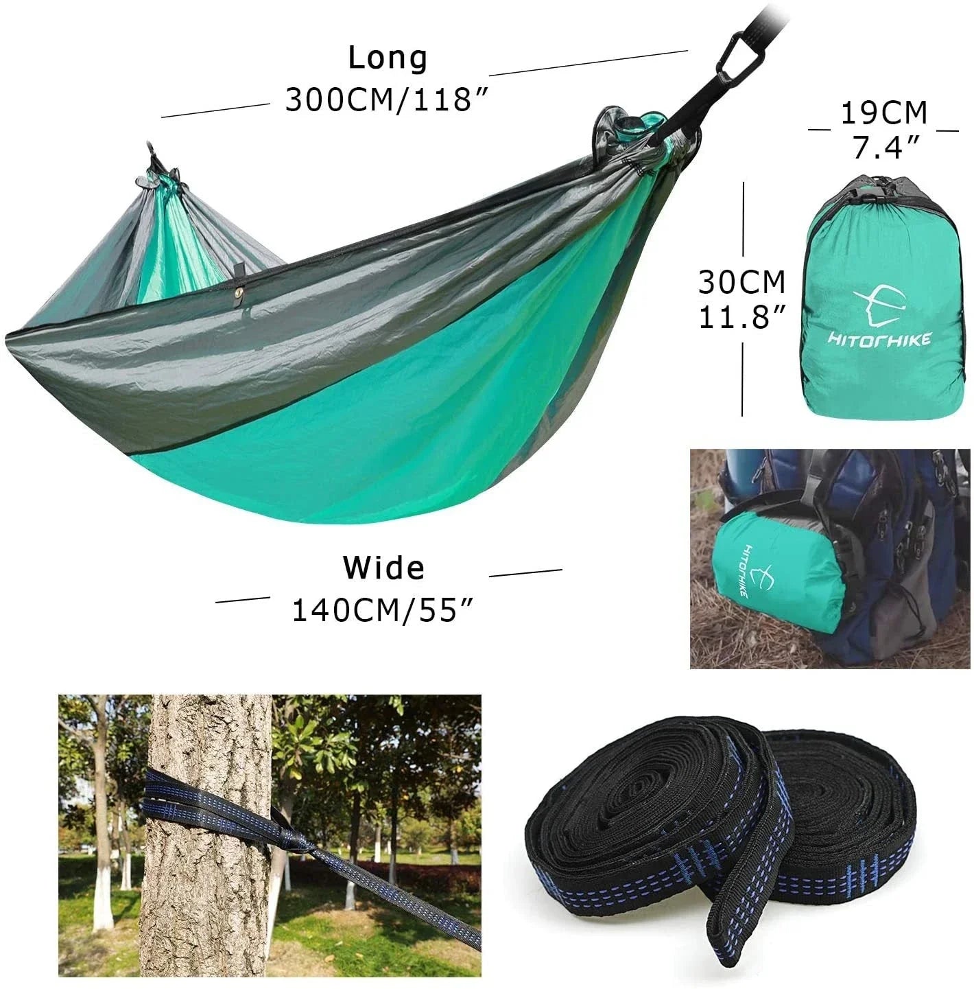 Durable and lightweight parachute hammock in various outdoor-friendly color options