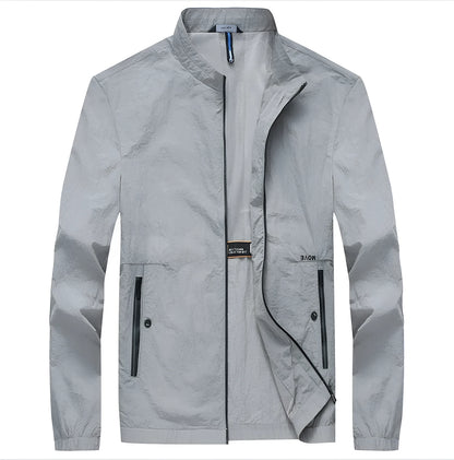 Kentino men's blue long sleeve summer shirt on a hanger, thin polyester fabric.