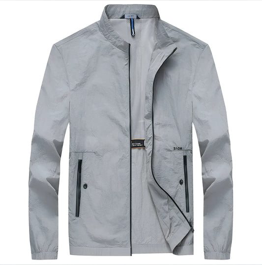 Kentino men's blue long sleeve summer shirt on a hanger, thin polyester fabric.