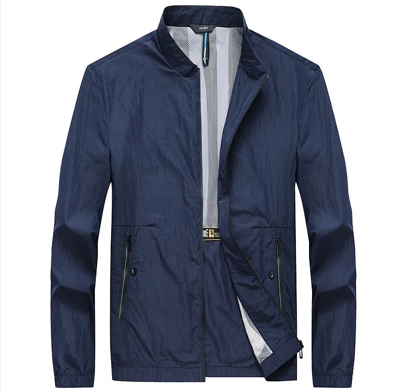 Kentino men's blue long sleeve summer shirt on a hanger, thin polyester fabric.