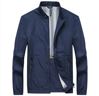 Kentino men's blue long sleeve summer shirt on a hanger, thin polyester fabric.