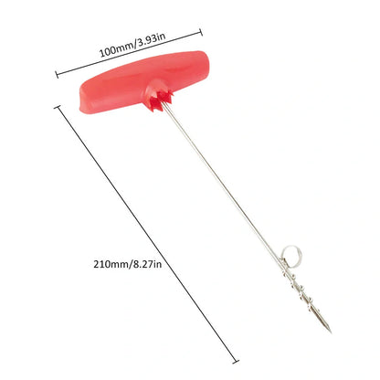 Manual potato spiral slicer with stainless steel blades on kitchen counter