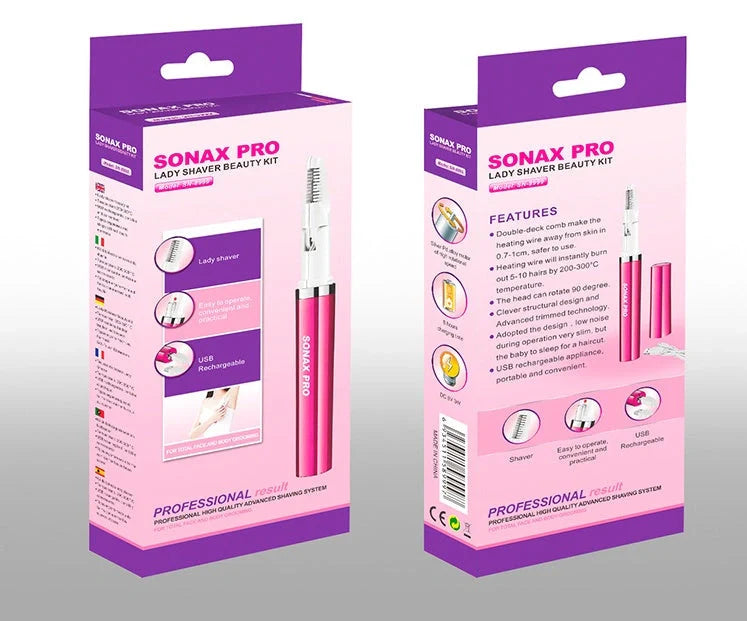 Rose red mini electric hair removal machine with USB cable