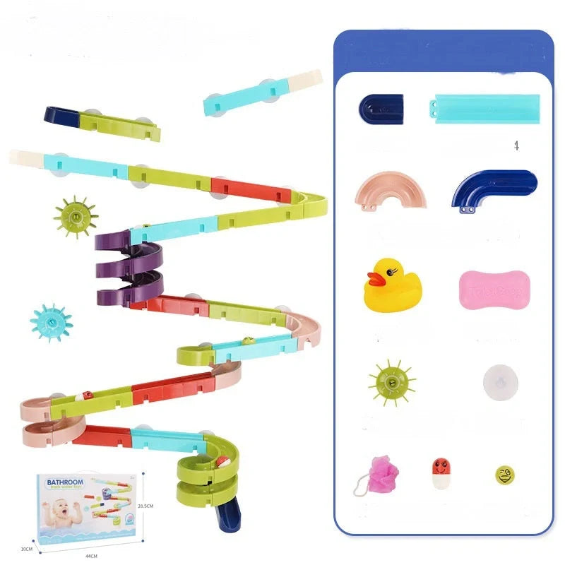 DIY Baby Bath Toys with Suction Cup Marble Race Track for kids' bath time fun
