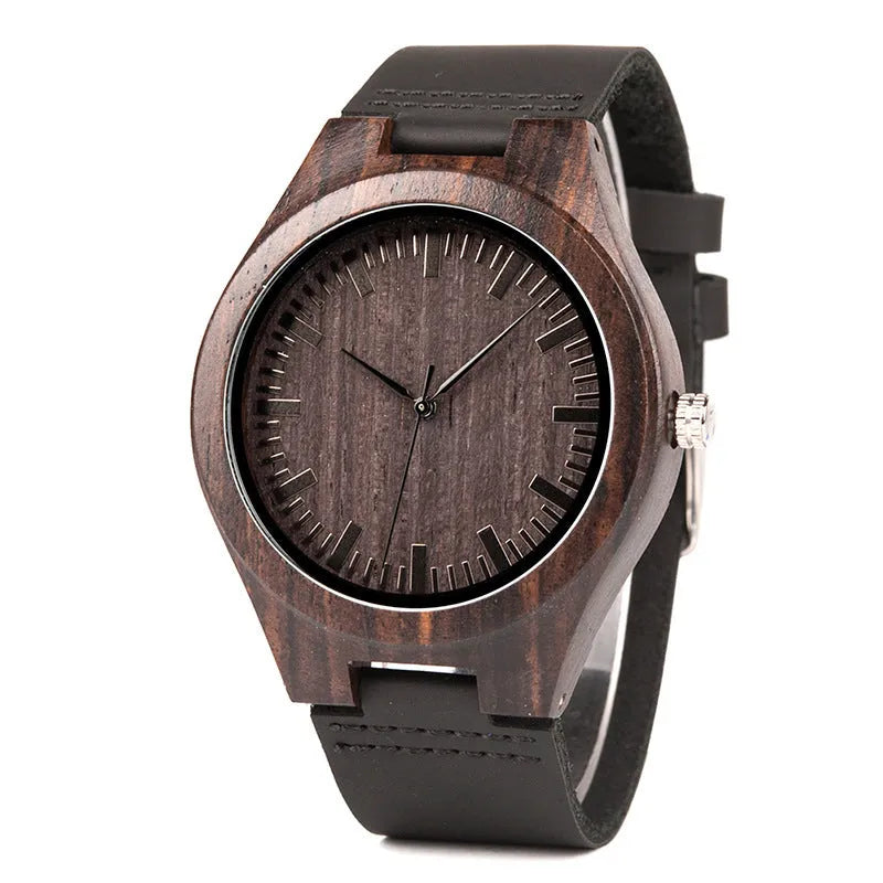 BOBO BIRD D26 engraved wooden watch with Japanese quartz movement and stainless steel buckle