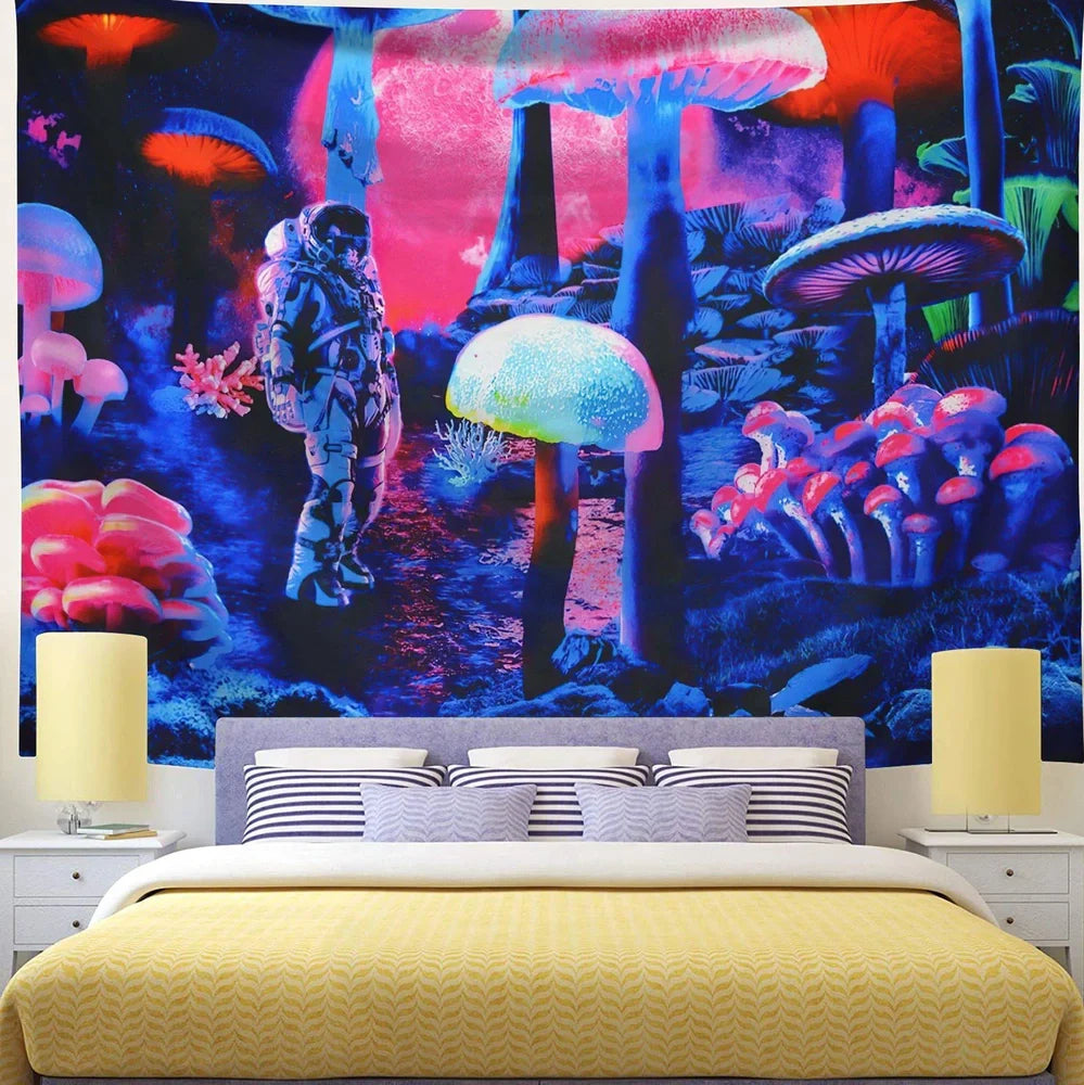 3D printed psychedelic galaxy pattern wall hanging in rectangular shape with grid design