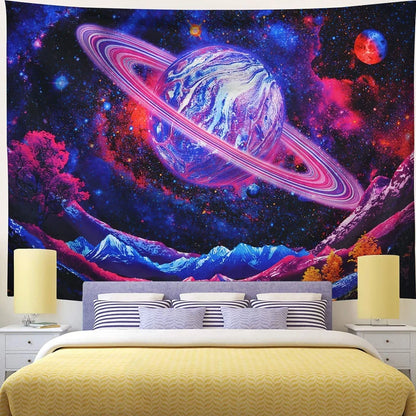 3D printed psychedelic galaxy pattern wall hanging in rectangular shape with grid design