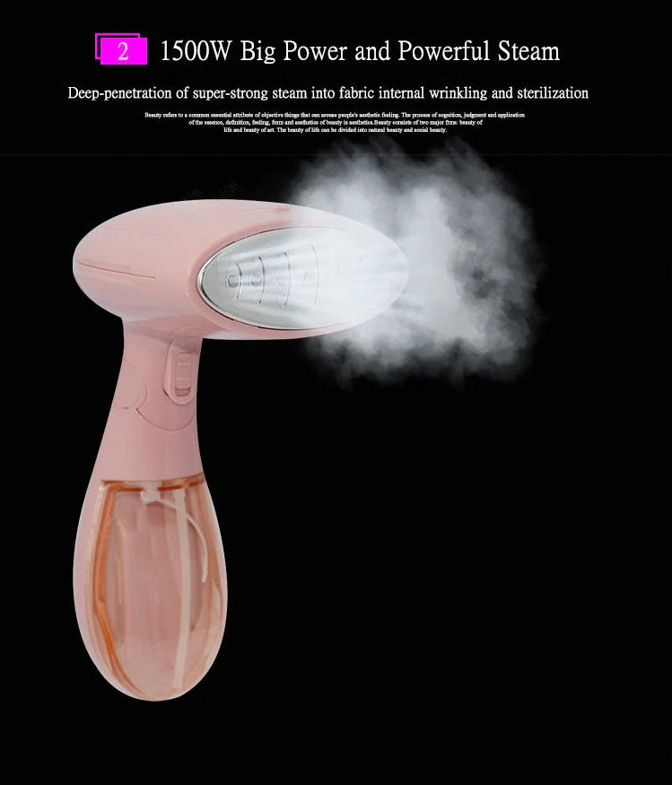 Pink Sokany steam ironing brush with 1500W power for quick clothes wrinkle removal