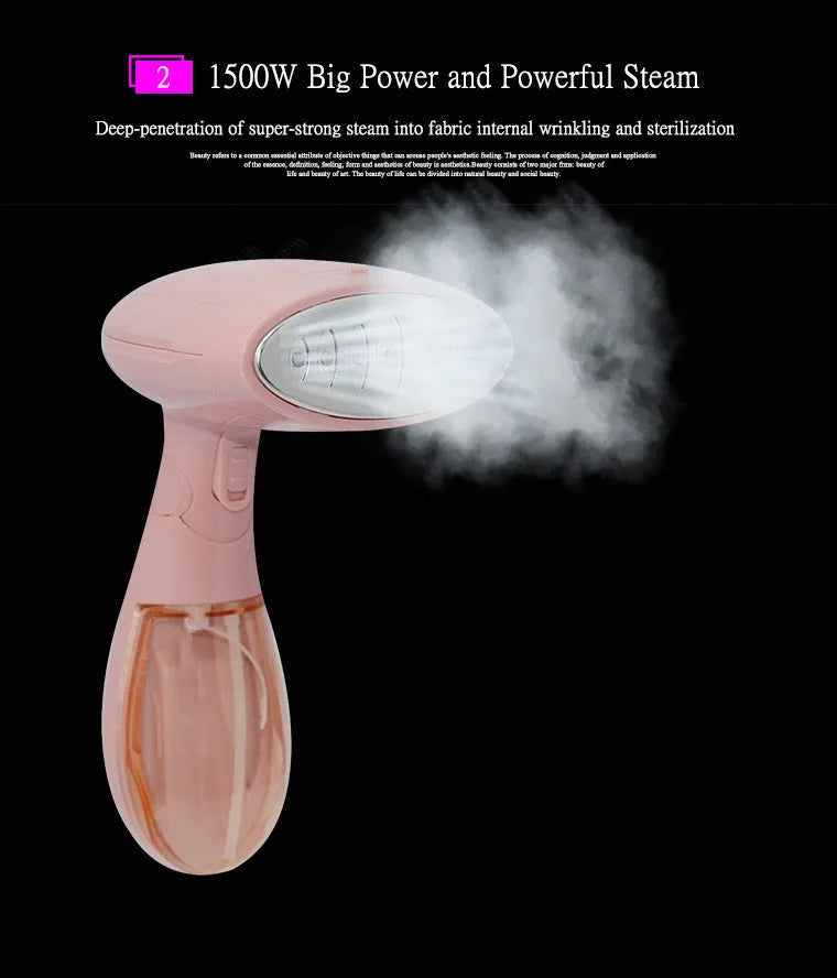 Pink Sokany handheld steam ironing brush for clothes wrinkle removal