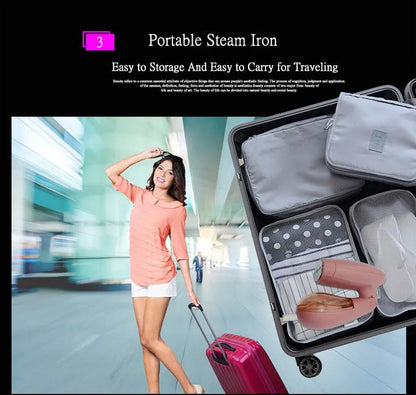 Pink Sokany handheld steam ironing brush for clothes wrinkle removal
