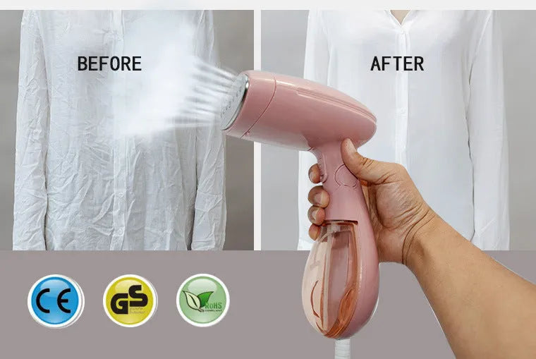 Pink Sokany handheld steam ironing brush for clothes wrinkle removal