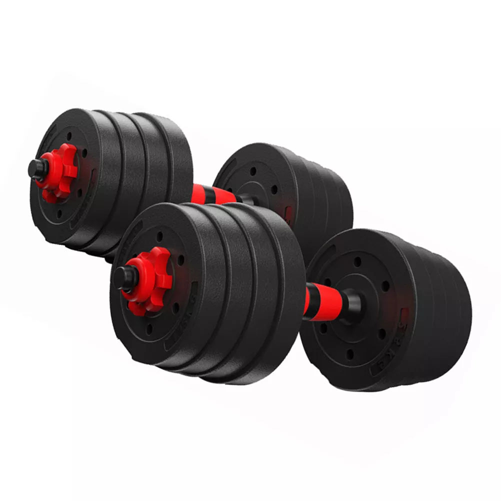 Rubber coated dumbbell set for home fitness training in various weights