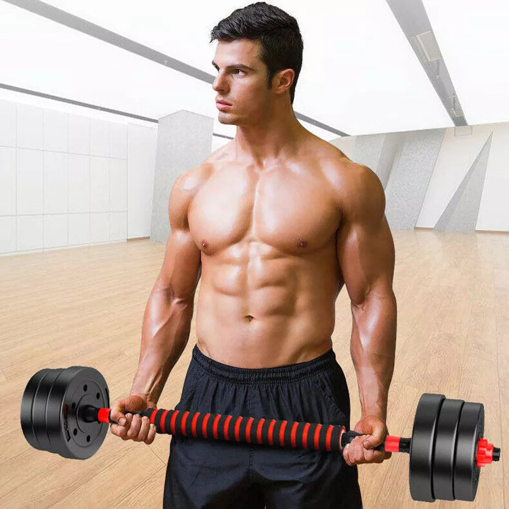Rubber coated dumbbell set for home fitness training in various weights