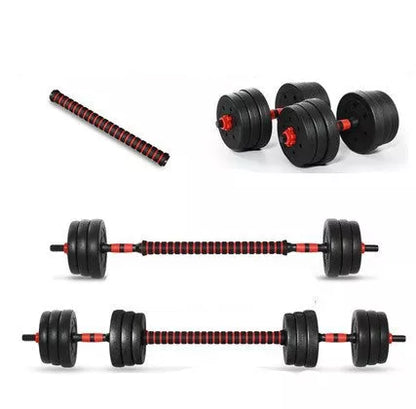 Rubber coated dumbbell set for home fitness training in various weights
