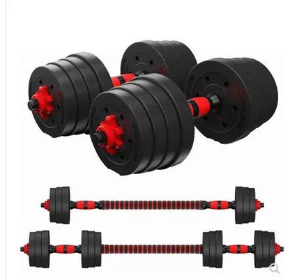 Rubber coated dumbbell set for home fitness training in various weights