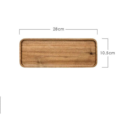 Rectangular wooden breakfast plate with hand-painted Japanese-style plain pattern and deep square shape, 15-15.9cm diameter.