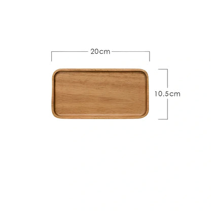 Rectangular wooden breakfast plate with deep sides and hand-painted finish in Japanese style