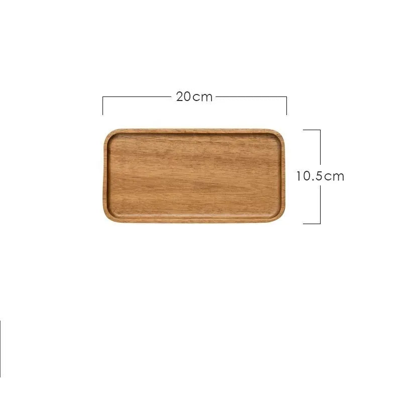 Rectangular wooden breakfast plate with hand-painted Japanese-style plain pattern and deep square shape, 15-15.9cm diameter.