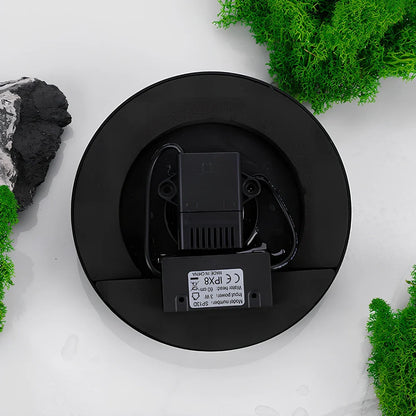 Solar fountain pump with LED lighting showing water flow and engineering plastic housing