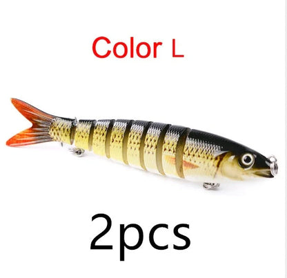 Premium multi-jointed pike fishing lures designed for enhanced trolling and casting, available in 12 vibrant colors.