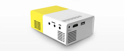 Compact black HD 1080P mini digital projector showing front projection design