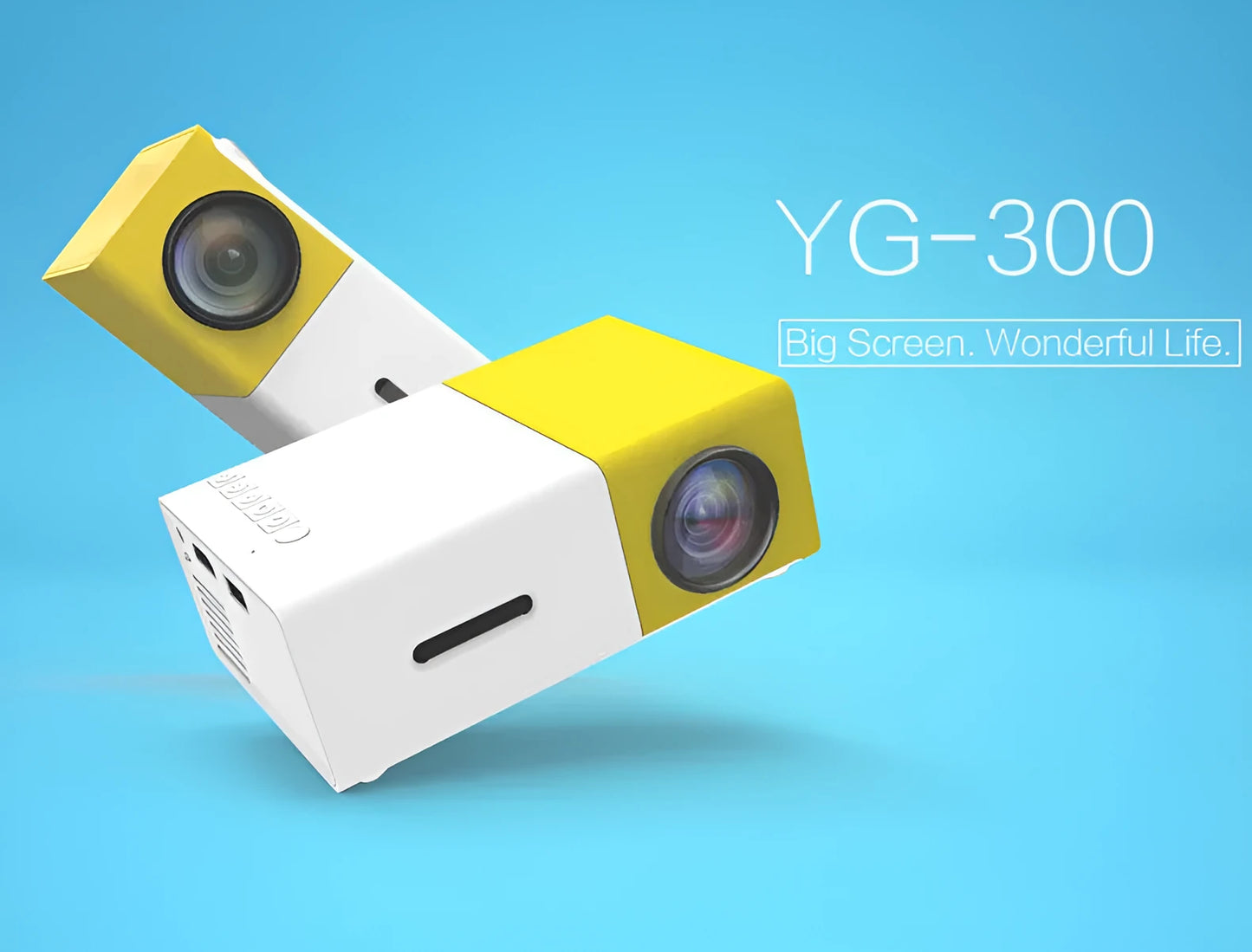 Compact black HD 1080P mini digital projector showing front projection design