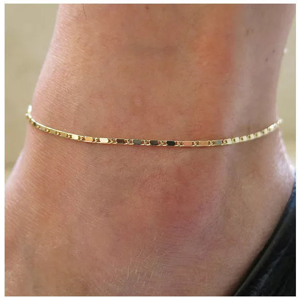 Simple Beach Chain Anklet in gold or silver, lightweight and stylish for any occasion