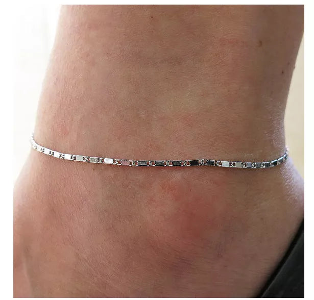 Simple Beach Chain Anklet in gold or silver, lightweight and stylish for any occasion