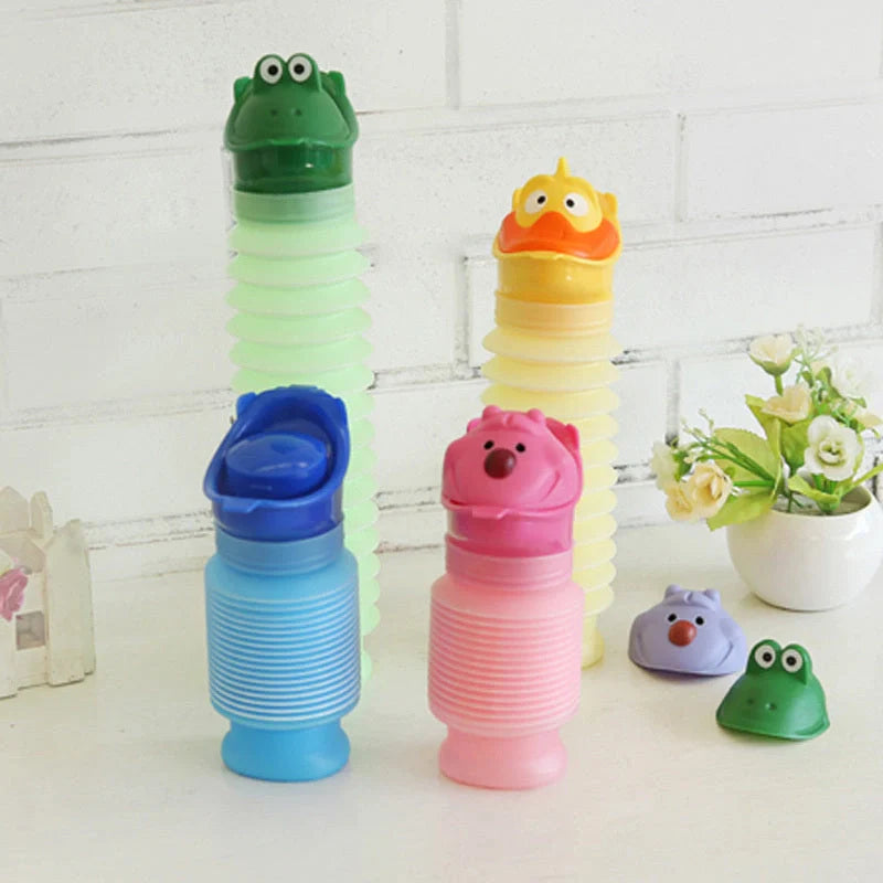 Adjustable portable travel emergency urinal for kids in various colors
