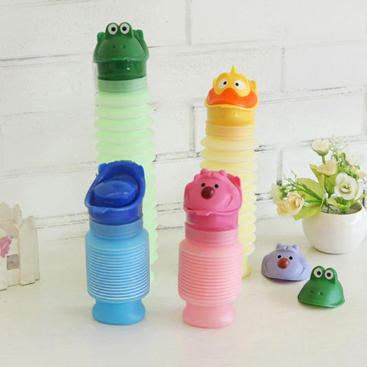 Adjustable portable travel emergency urinal for kids in various colors